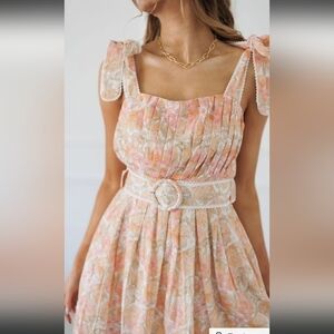 Heyson Linen/Rayon Pleated Floral Mini Dress sz M